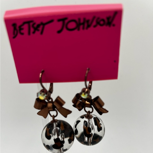 New Betsey Johnson Dangle Copper Bow and Ball Earrings - Picture 1 of 3